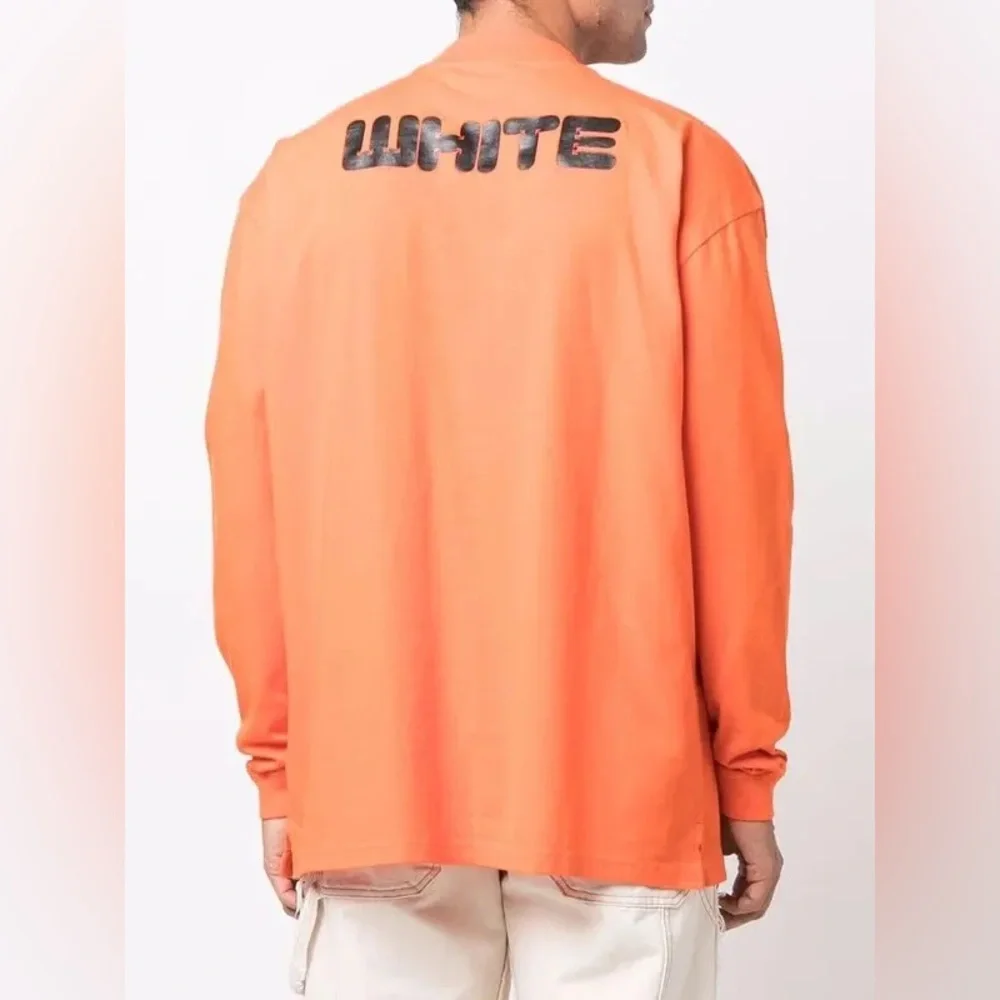 OFF-WHITE Logo Print Long-Leeve T-Shirt in Orange - Picture 3 of 8
